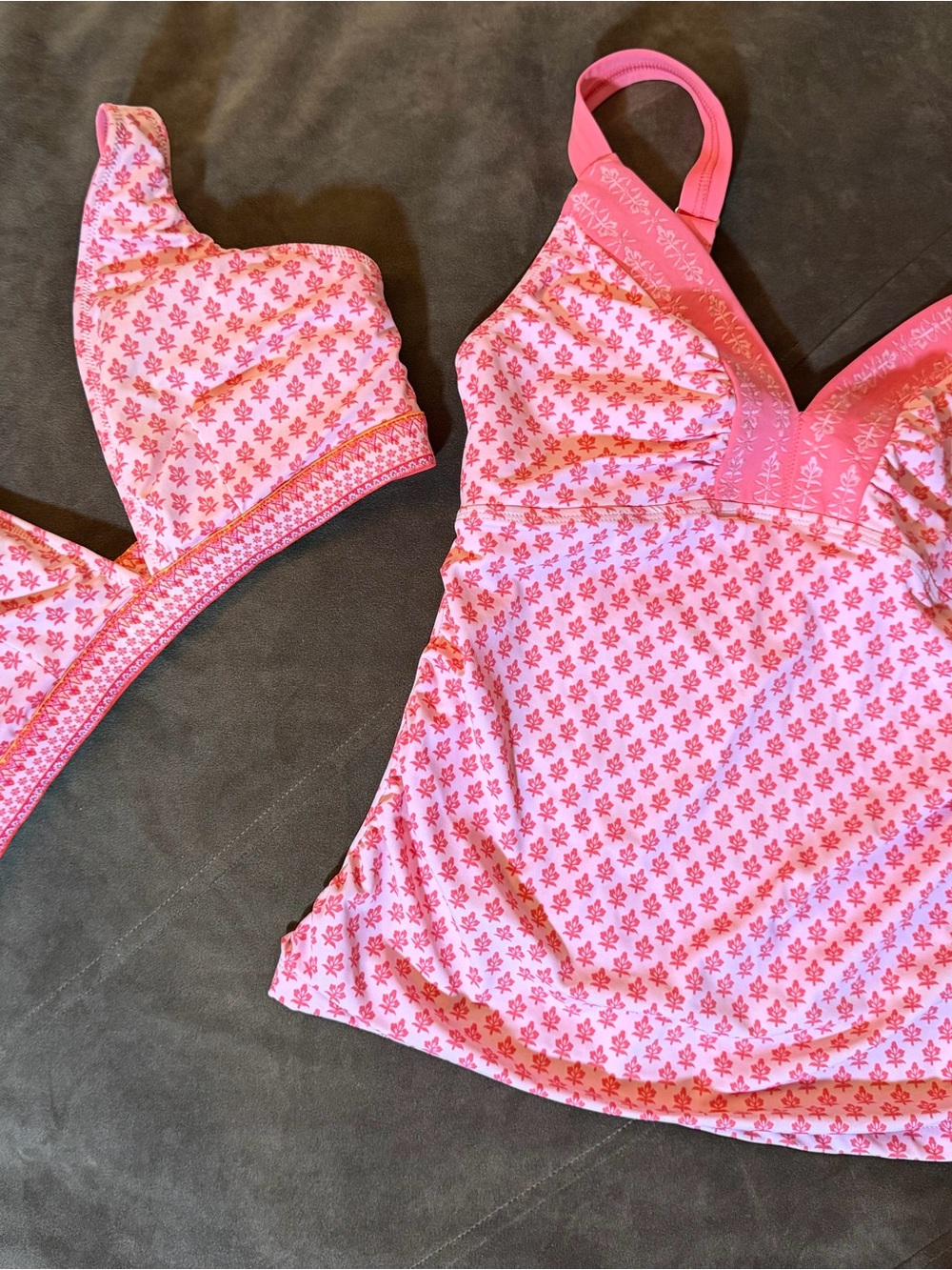 Cabana Life Pink Printed Tankini and Bikini Top Set